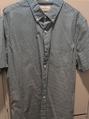 Hawker Rye Men's Greenish-Blue Geometric Short-Sleeve Button-Down Shirt